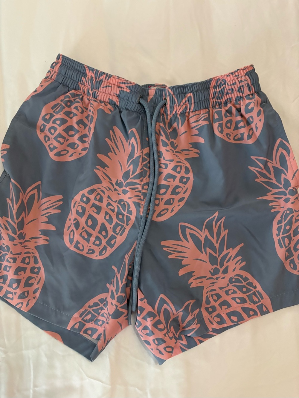 Men's Pineapple Print Hybrid Shorts - Pink on Blue